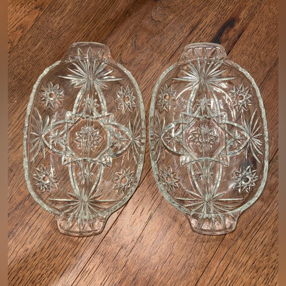 Anchor Hocking 10” Divided Star of David Relish Tray x 2